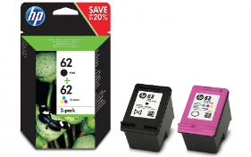 Combo encre HP 62, pack de 2, noir/couleur